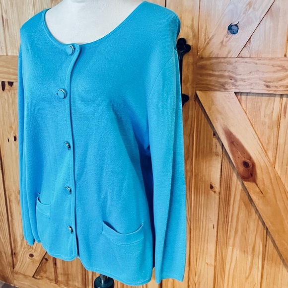 New York & Company Turquoise Cardigan Sweater - Picture 4 of 8